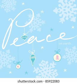 Peace Christmas card with snowflakes vector