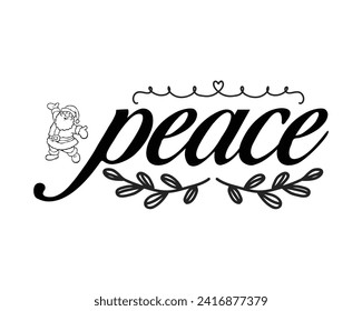 peace christmas typography t-shirt design