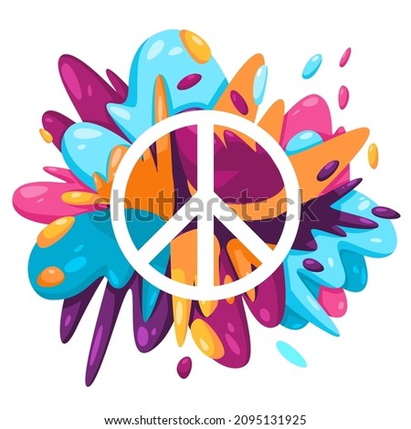 peace circle icon symbol of hippie anti war retro logo  in colorful splat paint liquid splashing ink splash vector design creative illustration