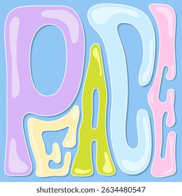 Peace colorful liquid lettering illustration