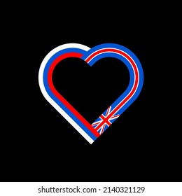 peace concept. heart ribbon icon of russia and united kingdom flags. vector illustration isolated on black background
