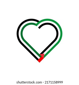 peace concept. heart ribbon icon of united arab emirates and palestine flags. vector illustration isolated on white background