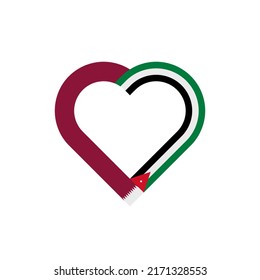 peace concept. heart ribbon icon of qatar and jordan flags. vector illustration isolated on white background