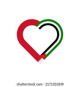 peace concept. heart ribbon icon of bahrain and jordan flags. vector illustration isolated on white background