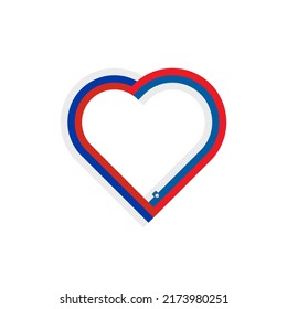 peace concept. heart ribbon icon of russia and slovenia flags. vector illustration isolated on white background