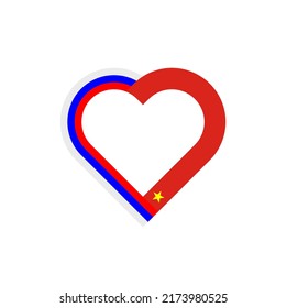 peace concept. heart ribbon icon of russia and vietnam flags. vector illustration isolated on white background