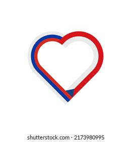 peace concept. heart ribbon icon of russia and czech republic flags. vector illustration isolated on white background