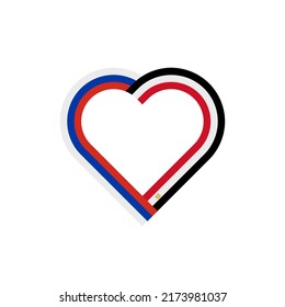 peace concept. heart ribbon icon of russia and egypt flags. vector illustration isolated on white background
