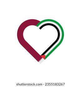 peace concept. heart ribbon icon of qatar and palestine flags. vector illustration isolated on white background