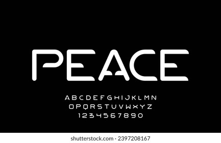 PEACE creative abstract modern sans serif font vector with ligature style. Alphabet typeface for business company
