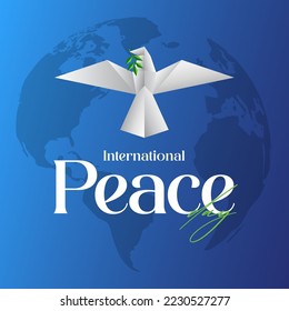 Peace Day Background. Abstract Background. With Vector Bird From Origami Paper. Celebrating World Peace Day. Suitable for banners, social media, posters, wallpapers, clothing etc