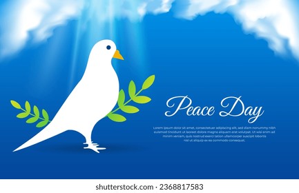 Peace day design banner vector. Celebration peace day design with pigeon cartoon vector.