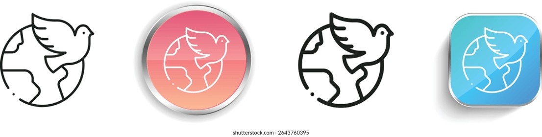 peace day icon. Thin Linear, Regular and Button Style Design Isolated On White Background