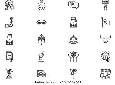 Peace day icons collection is a vector illustration with editable stroke.