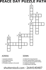 Peace Day Puzzle Path Worksheet Grid Clues Across Down crossword
