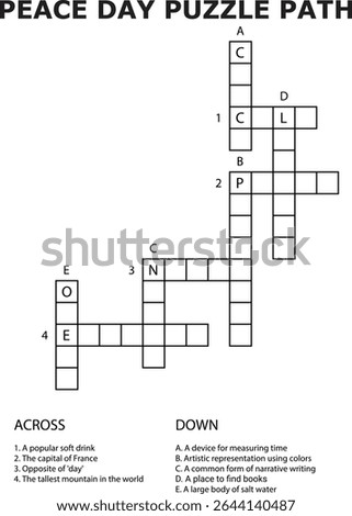 Peace Day Puzzle Path Worksheet Grid Clues Across Down crossword