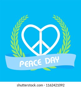 Peace Day Ribbon Peace Symbol Olive Branch Vector Image
