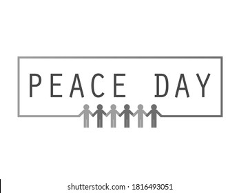 Peace day title with paper cut people vector isolated in white