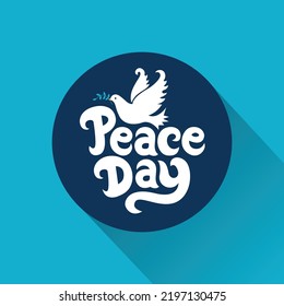 Peace day vector illustration on creative typography idea with happy bird.