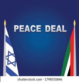 Peace Deal Text Illustration With Israel And UAE Flag.