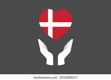 Peace for Denmark with flag, Flag of Denmark national country symbol illustration Vector, Rectangle Denmark flag illustration, Flat vector illustration
