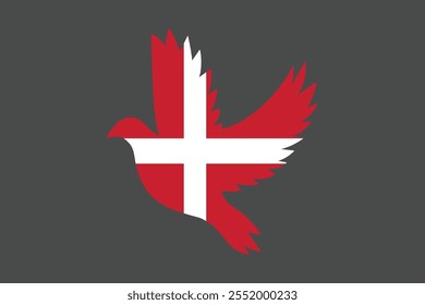 Peace for Denmark with flag, Flag of Denmark national country symbol illustration Vector, Rectangle Denmark flag illustration, Flat vector illustration
