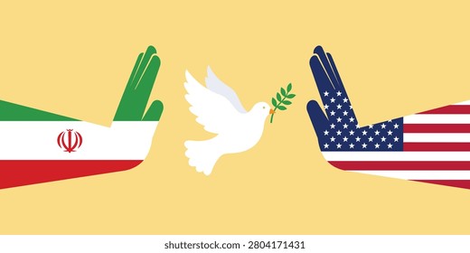 Peace And Diplomacy Concept Illustration With Two National Flag Hands Holding White Dove Symbol Of Friendship And Reconciliation Editable Vector Design