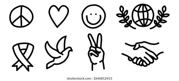 peace doodle icon hand drawing love dove sign