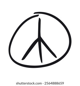 Peace Doodle Icon, line hand drawn pacifism symbol vector design. Great for mobile app, web design, banner, etc