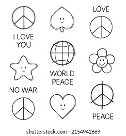 Un doodle de paz aislado vector de icono. Clísico de sketch a mano pacífico
