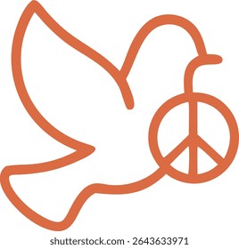 Peace Dove with Anti-War Symbol Vector Line Art Icon