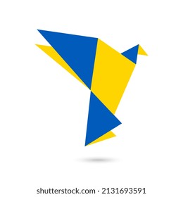 Peace dove in blue and yellow colors. Vector Illustration.