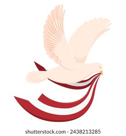 Peace dove character with flag Vector illustration