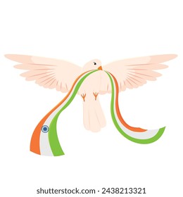 Peace dove character with flag Vector illustration