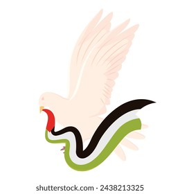 Peace dove character with flag Vector illustration
