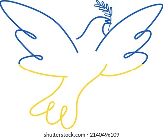Peace dove with the colors of Ukraine flag. 