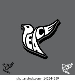 Peace dove designed from letters - vector illustration