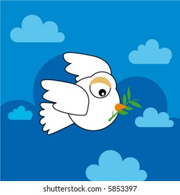 Peace dove flying, cartoon (vector)