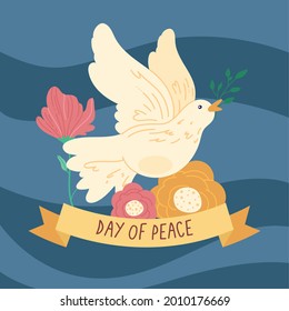 peace dove in garden frame ribbon