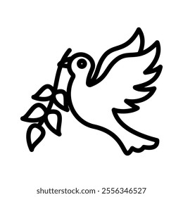 Peace Dove icon line vector illustration on white background.