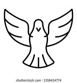 Peace dove icon. Outline peace dove vector icon for web design isolated on white background