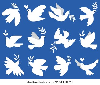 Peace dove icon set collection
