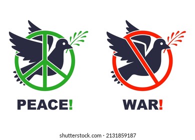 Friedenstaube-Symbol. den Krieg beenden. Militäraktionssymbol. flache Vektorgrafik.