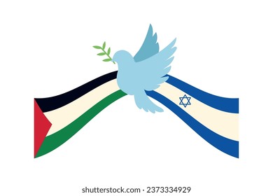 peace dove with israel and palestine flags design