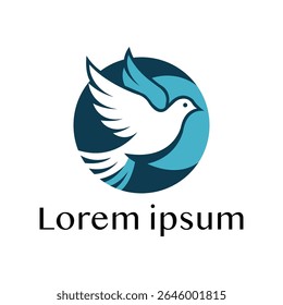 Peace Dove Logo in Flight within Blue Circle