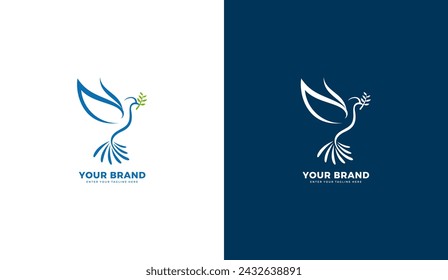 Peace dove logo. White dove, peace, flying icon design. Graphic vector illustration