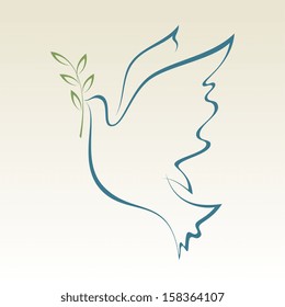 Peace Dove with with Olive Branch.