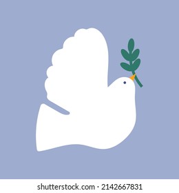 Peace dove with olive branch. Hand drawn vector illustration. Isolated.