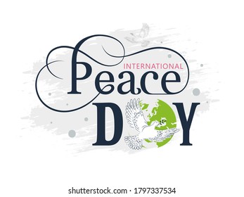 Peace dove with olive branch for International Peace Day poster