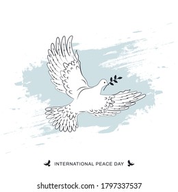 Peace dove with olive branch for International Peace Day poster